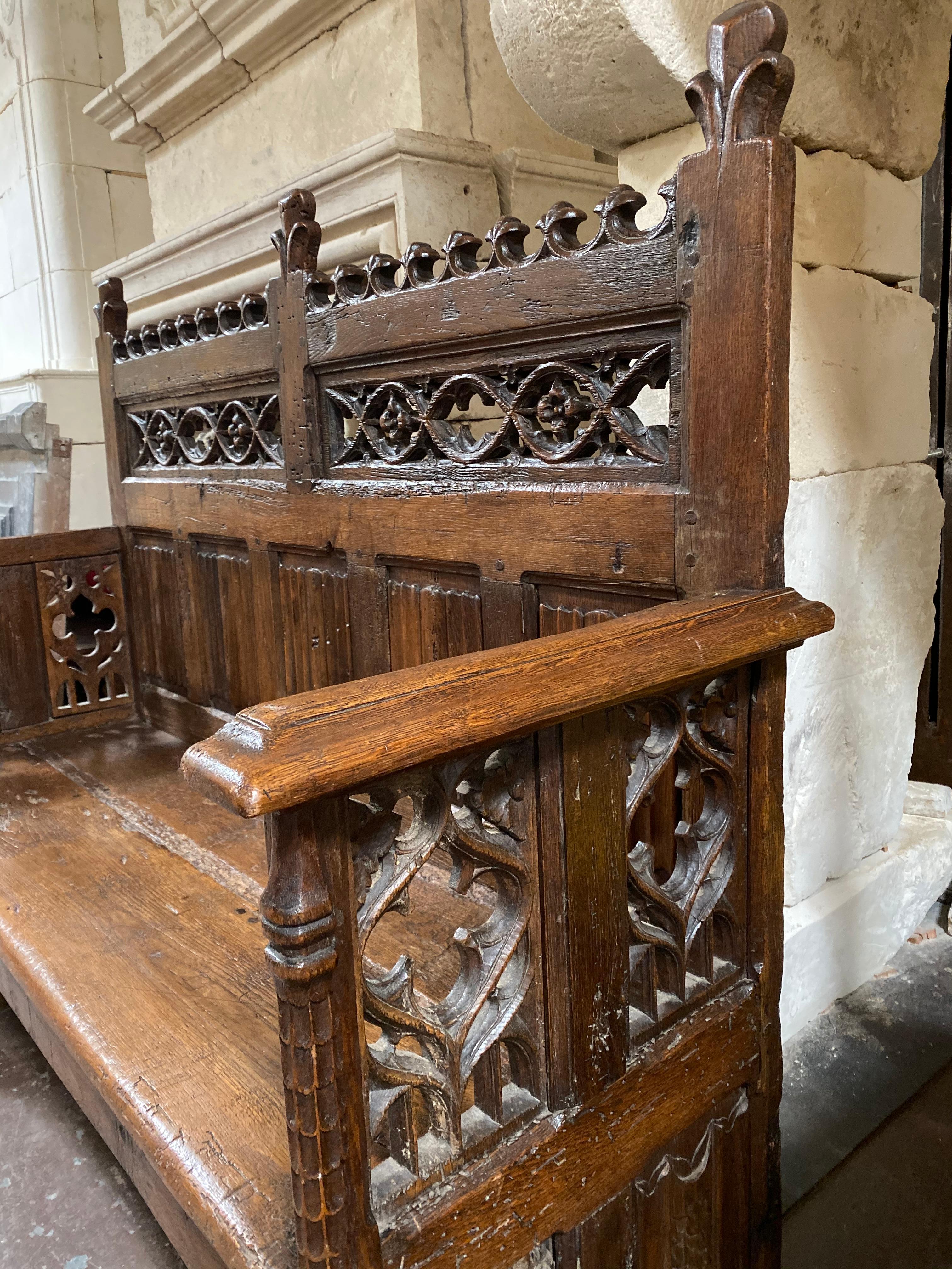 Wood 17th Century Gothic Bench