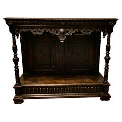 17th Century Gothic Carved Oak Green Man Buffet, Serving Table