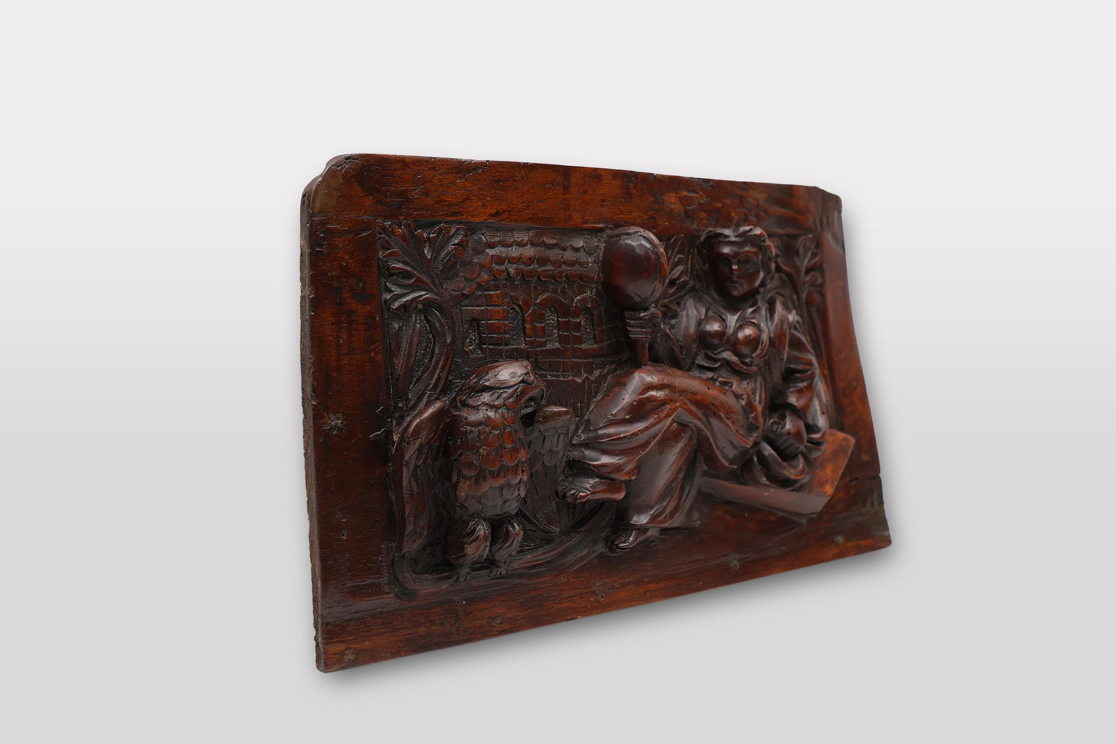 Panneau gothique en chêne sculpté à la main du 17e siècle provenant de Belgique Bon état - En vente à Meulebeke, BE