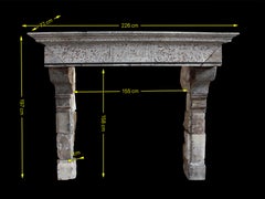 17th Century Grand French Rustic Limestone Antique Fireplace Surround