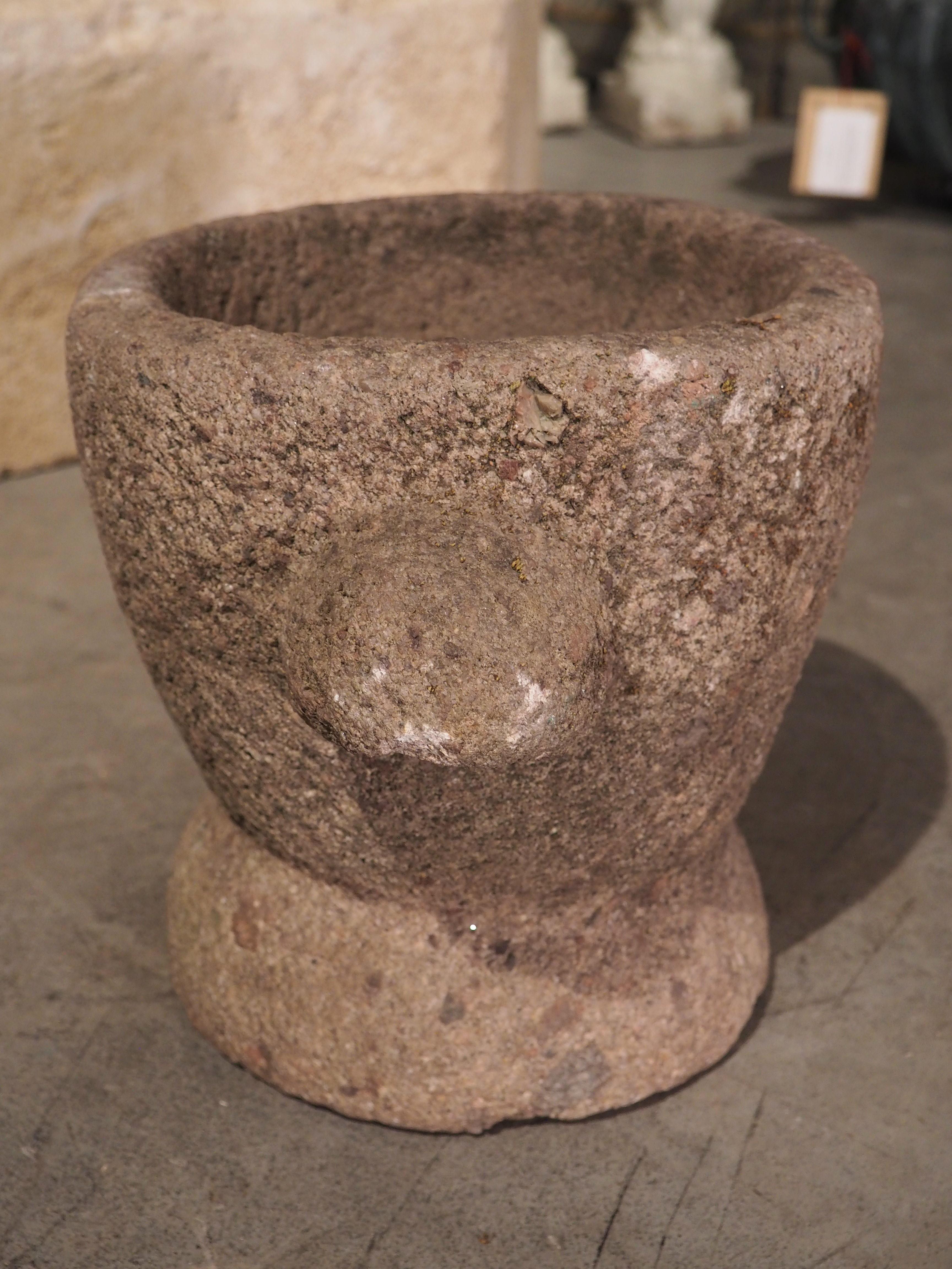 17th Century Granite Rose Mortar from Brittany, France In Good Condition For Sale In Dallas, TX