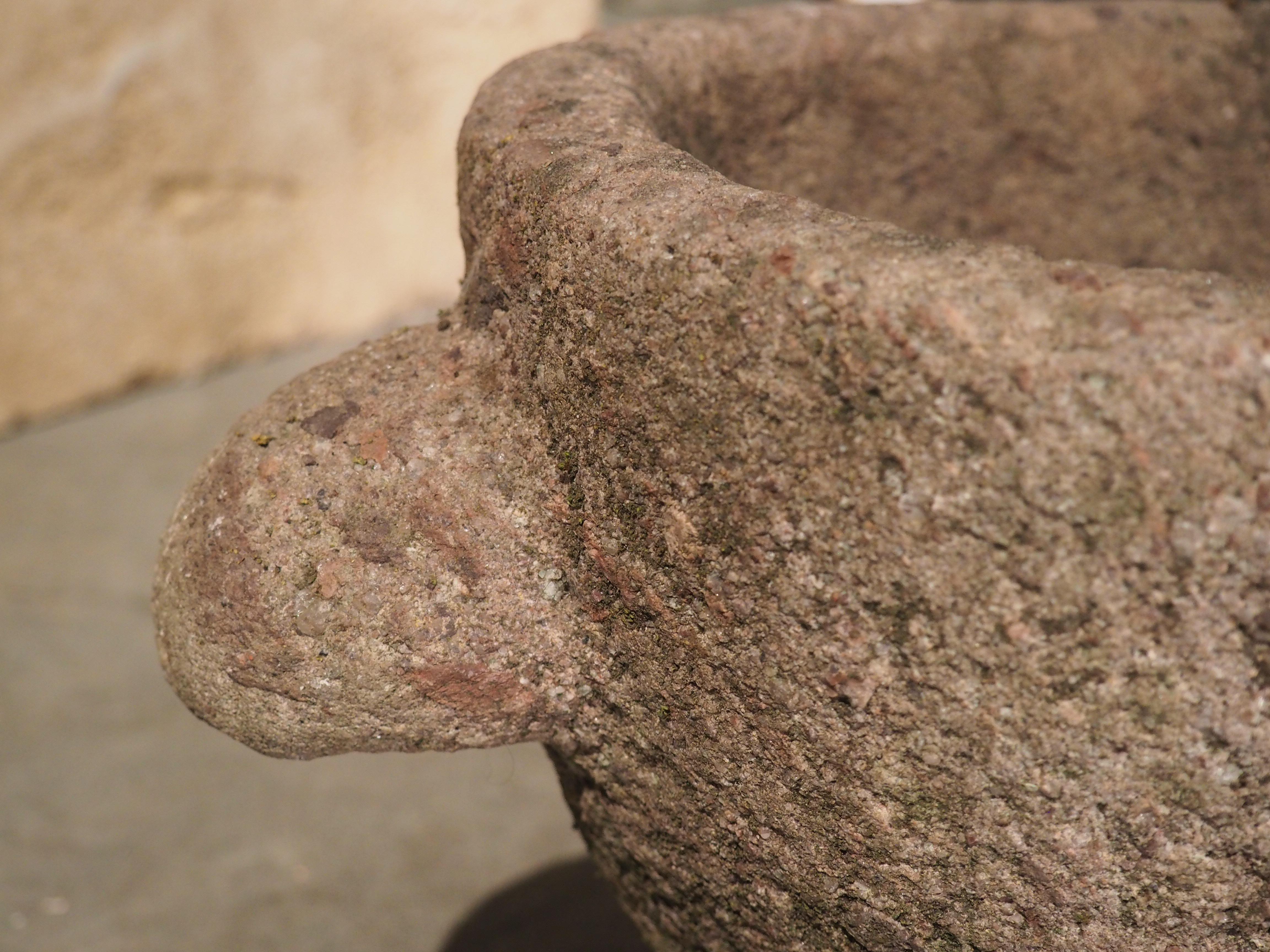 17th Century Granite Rose Mortar from Brittany, France For Sale 1