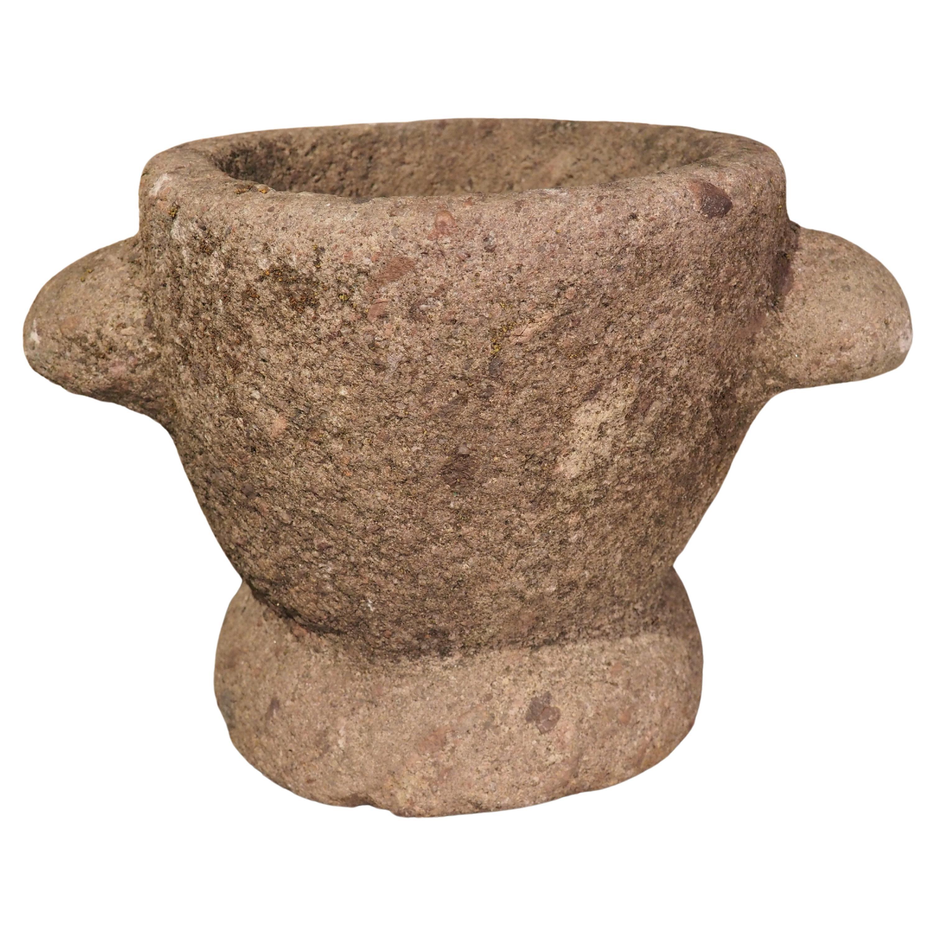 17th Century Granite Rose Mortar from Brittany, France For Sale