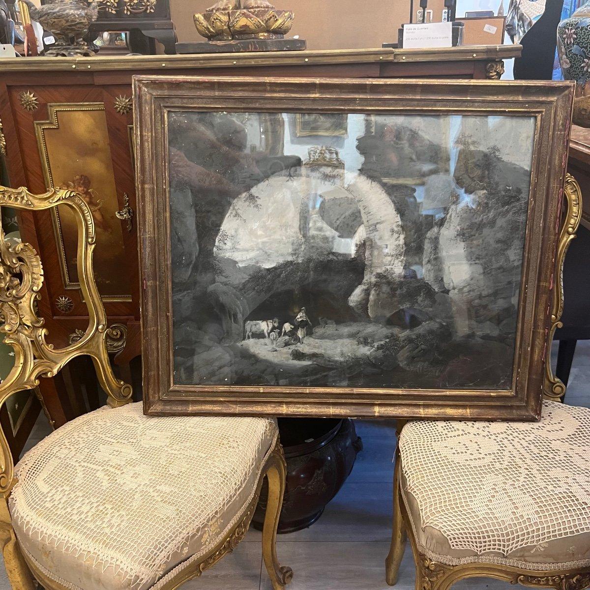 Grisaille d'une scène pastorale néerlandaise du 17ème siècle Bon état - En vente à NICE, FR