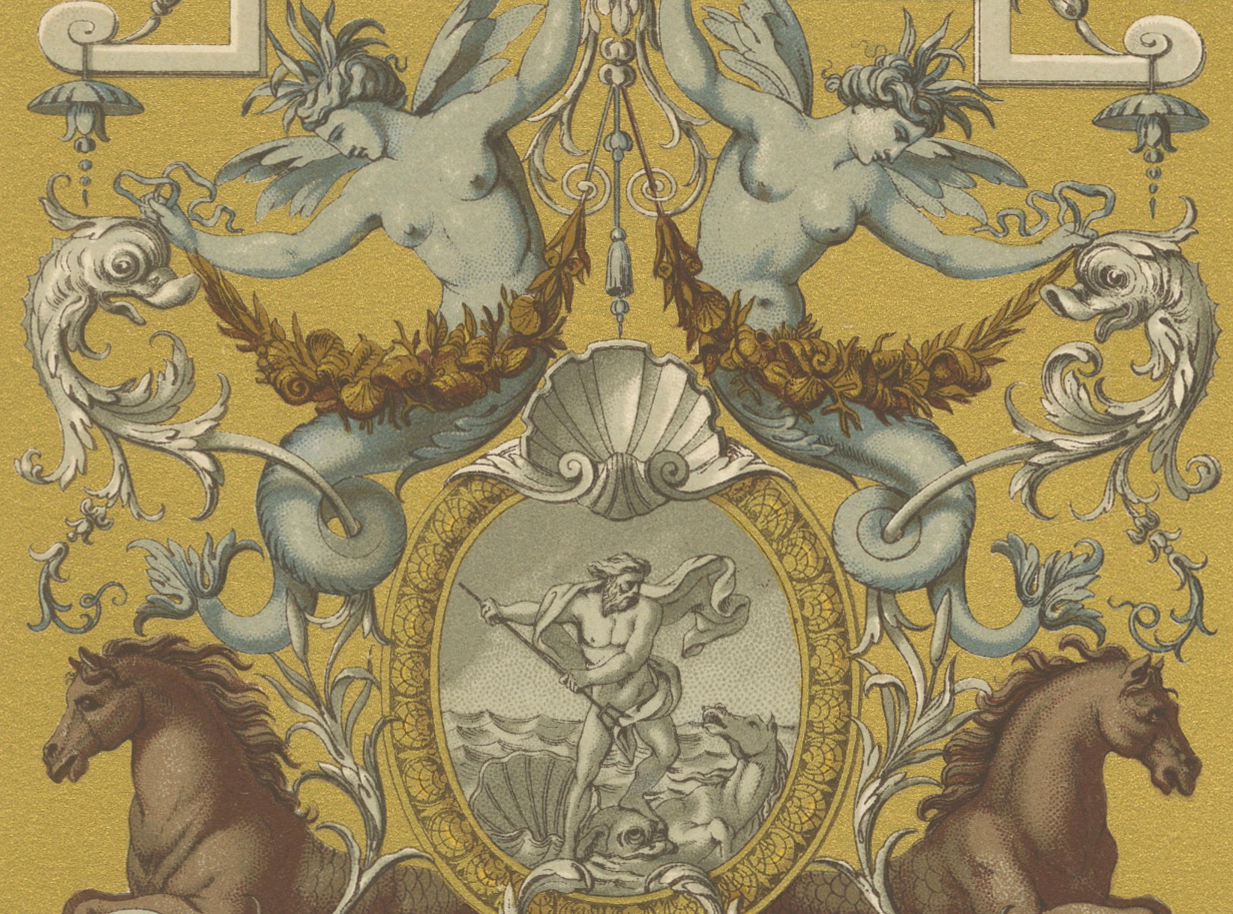 Ornement grotesque du 17e siècle - Motifs mythiques et architecturaux, vers 1869 Bon état - En vente à Langweer, NL