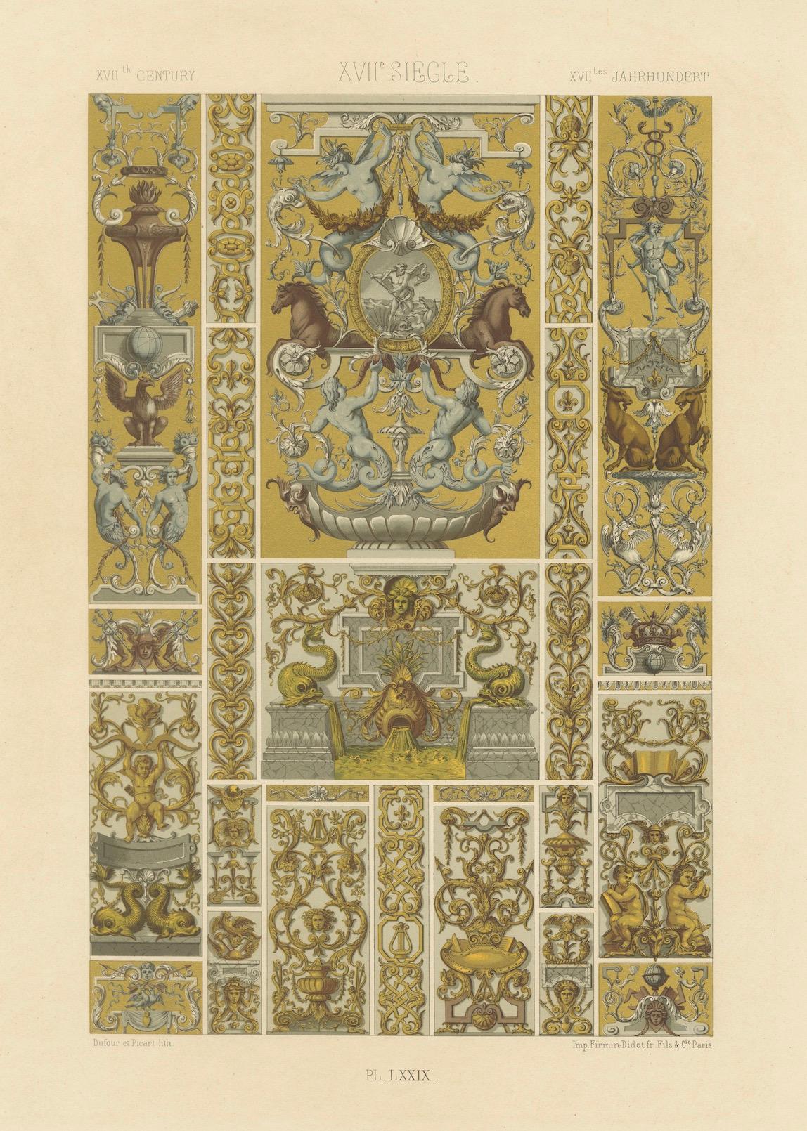 Ornement grotesque du 17e siècle - Motifs mythiques et architecturaux, vers 1869 en vente 1