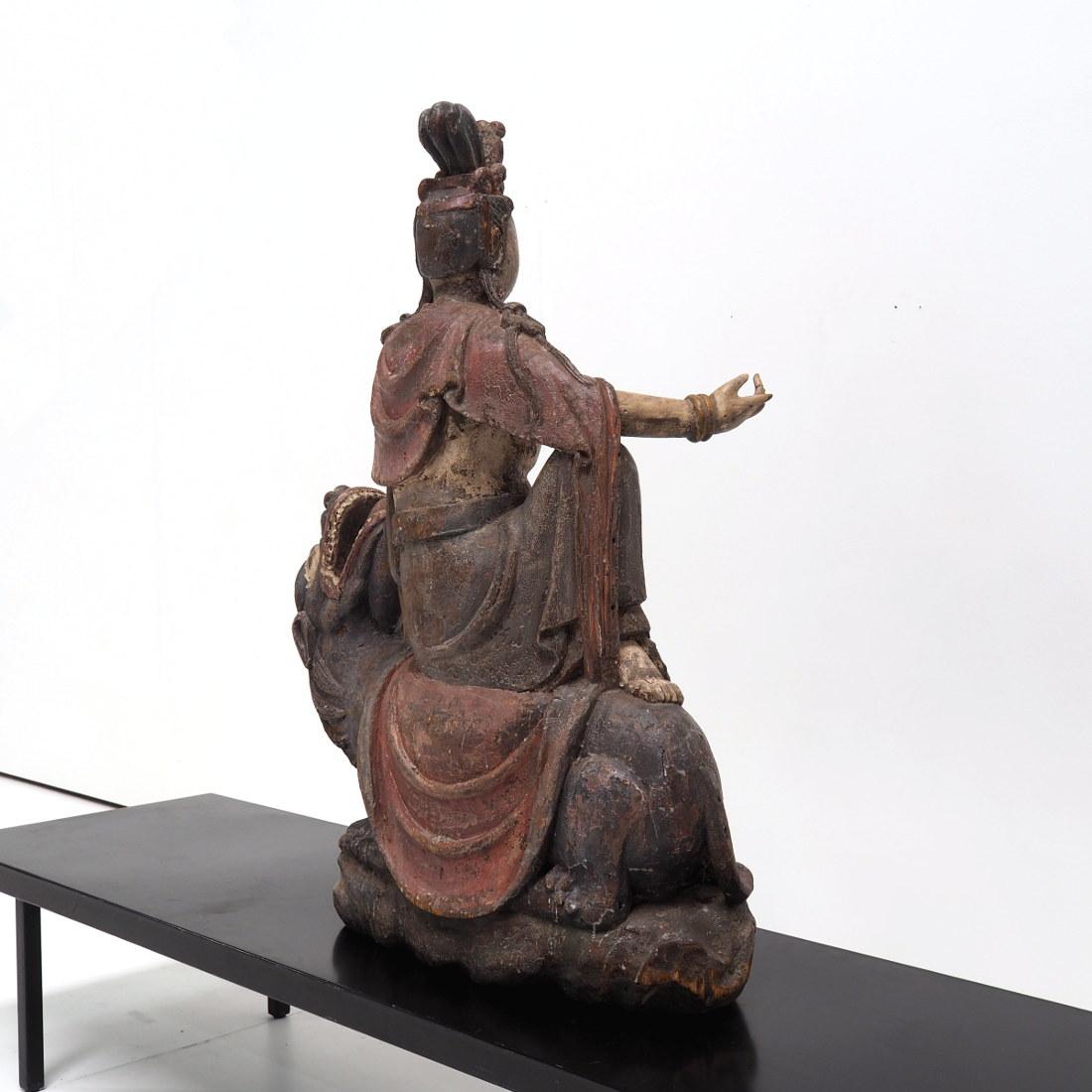 17th Century Guanyin in Polychromed Wood 8