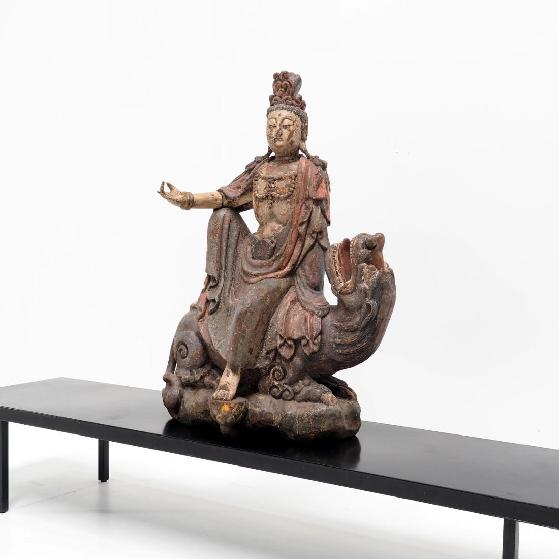 18th Century and Earlier 17th Century Guanyin in Polychromed Wood