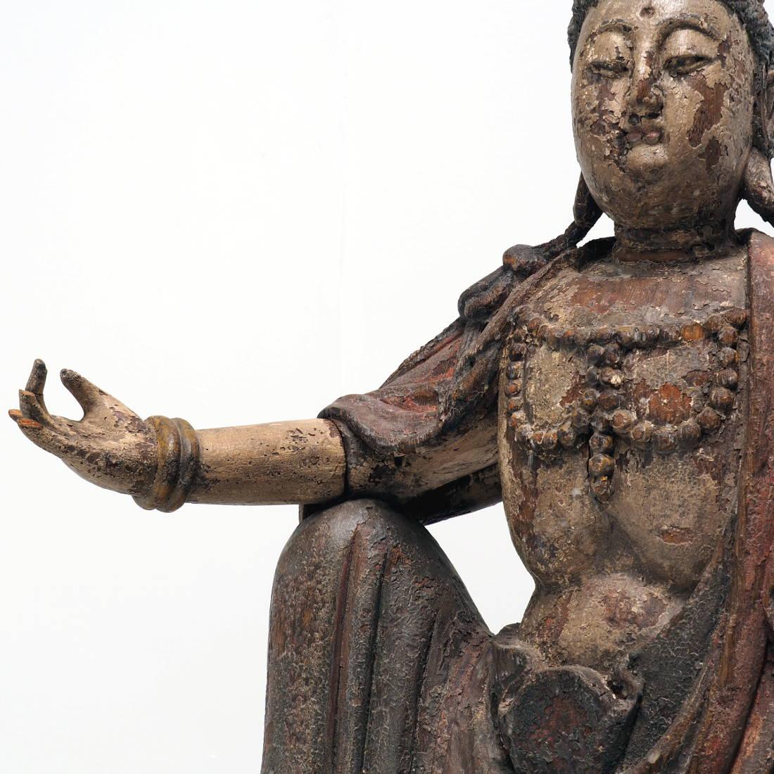 17th Century Guanyin in Polychromed Wood 4