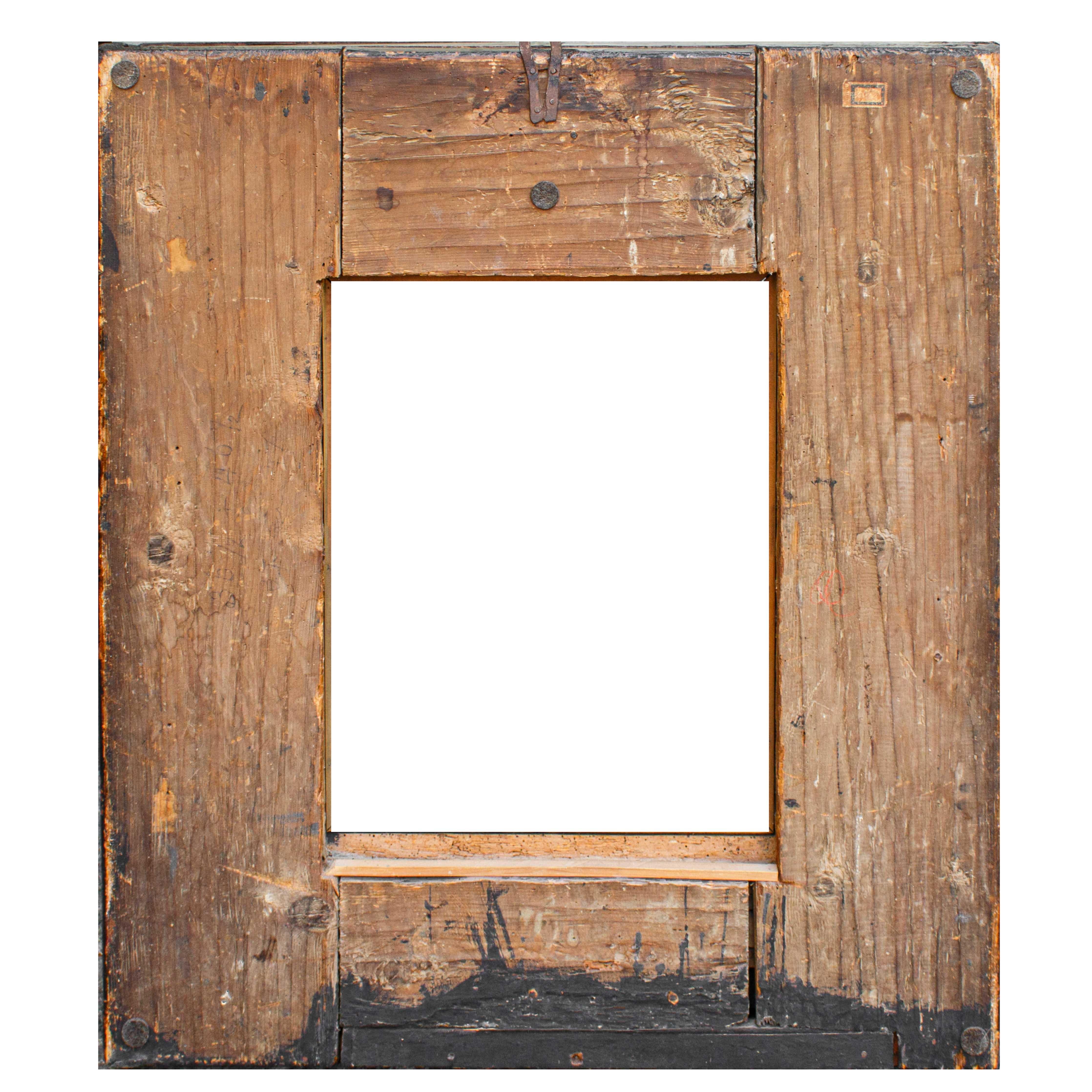 Italian 17th Century Guilloche Frame in Ebonized Finish Wood For Sale