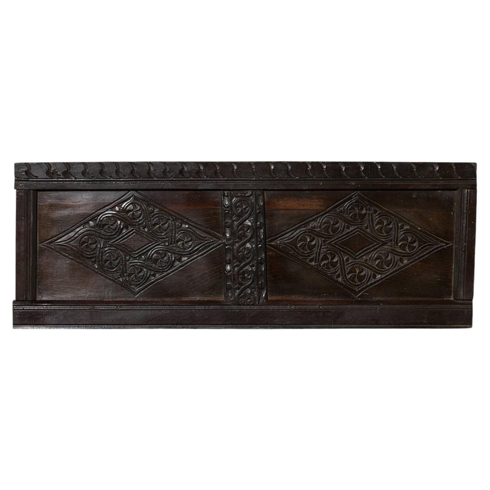 17th Century Hand Carved English Oak Diamond Wall Panel For Sale
