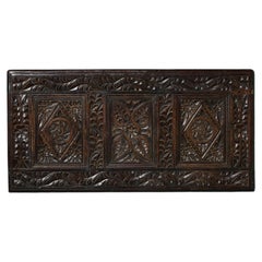 17th Century Hand Carved English Oak Floral Diamond Wall Panel