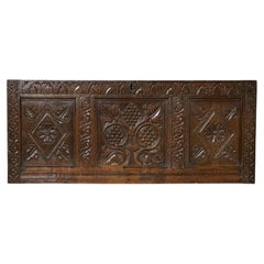 17th Century Hand Carved English Oak Grape Vine Wall Panel