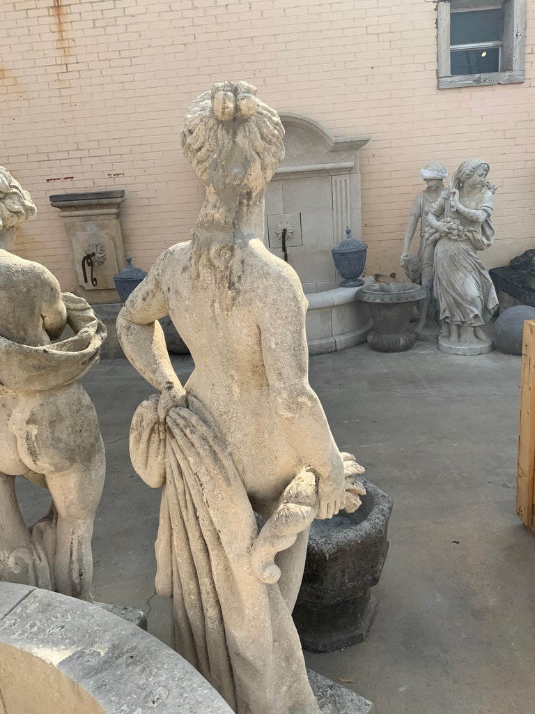 19th Century Hand Carved Limestone Four Seasons Statue For Sale at 1stDibs