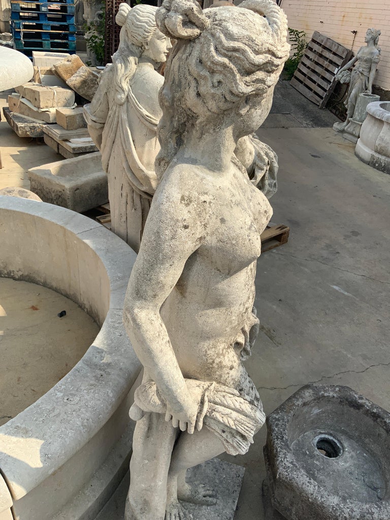 19th Century Hand Carved Limestone Four Seasons Statue For Sale at 1stDibs