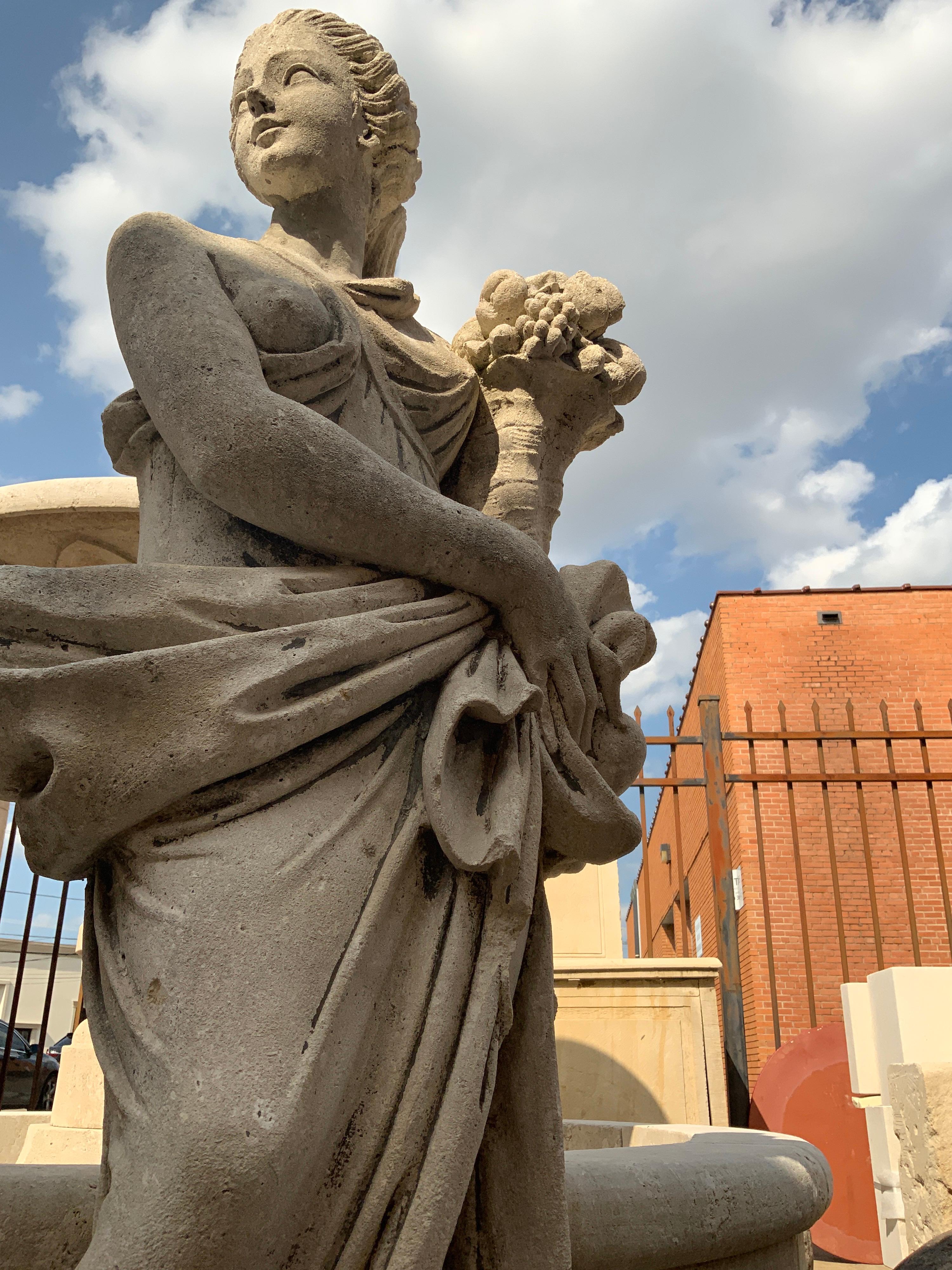 19th Century Hand Carved Limestone Four Seasons Statue In Good Condition In Dallas, TX