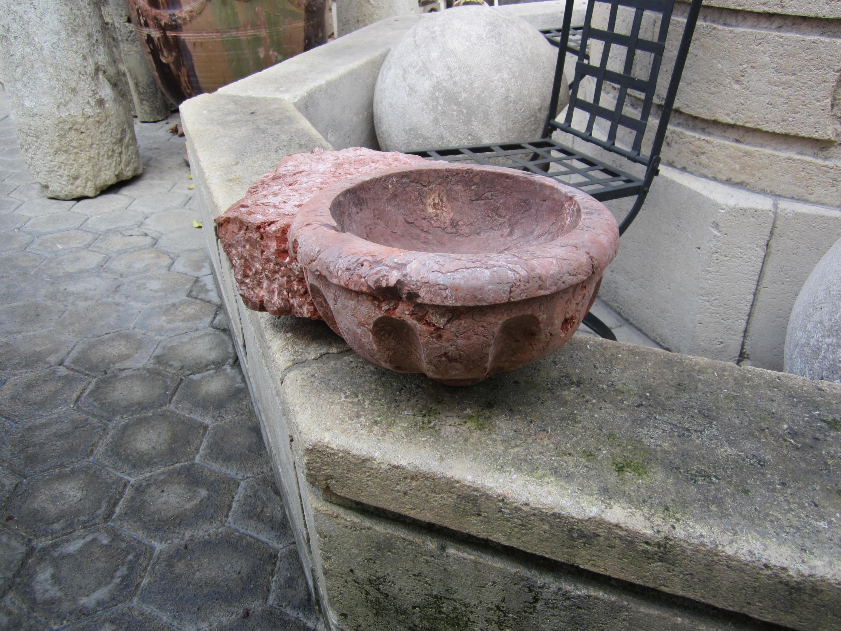 17th C. Hand Carved Stone Basin Jardinière Bowl Planter Vessel Sink Antiques LA For Sale 3
