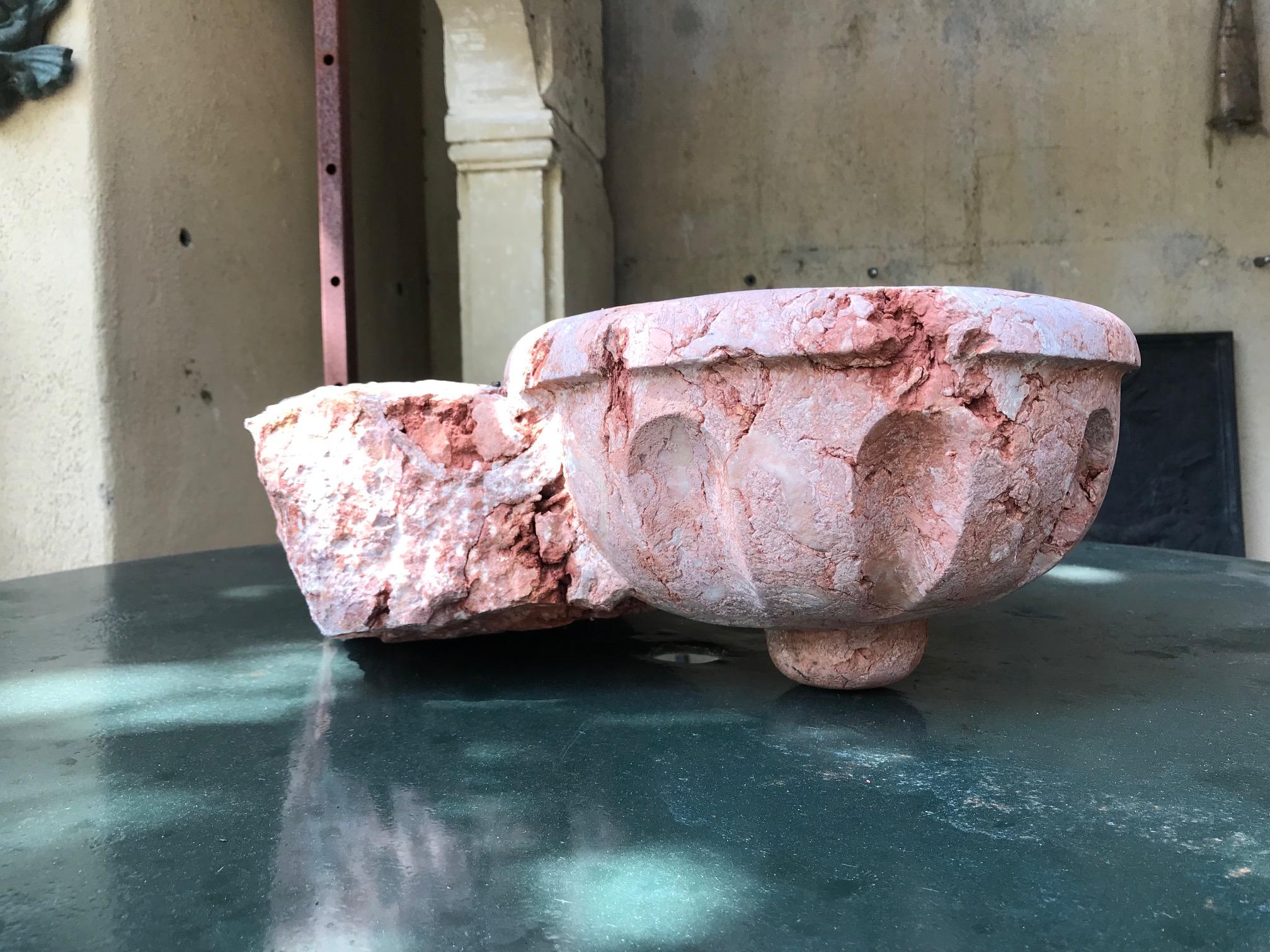 17th C. Hand Carved Stone Basin Jardinière Bowl Planter Vessel Sink Antiques LA For Sale 4