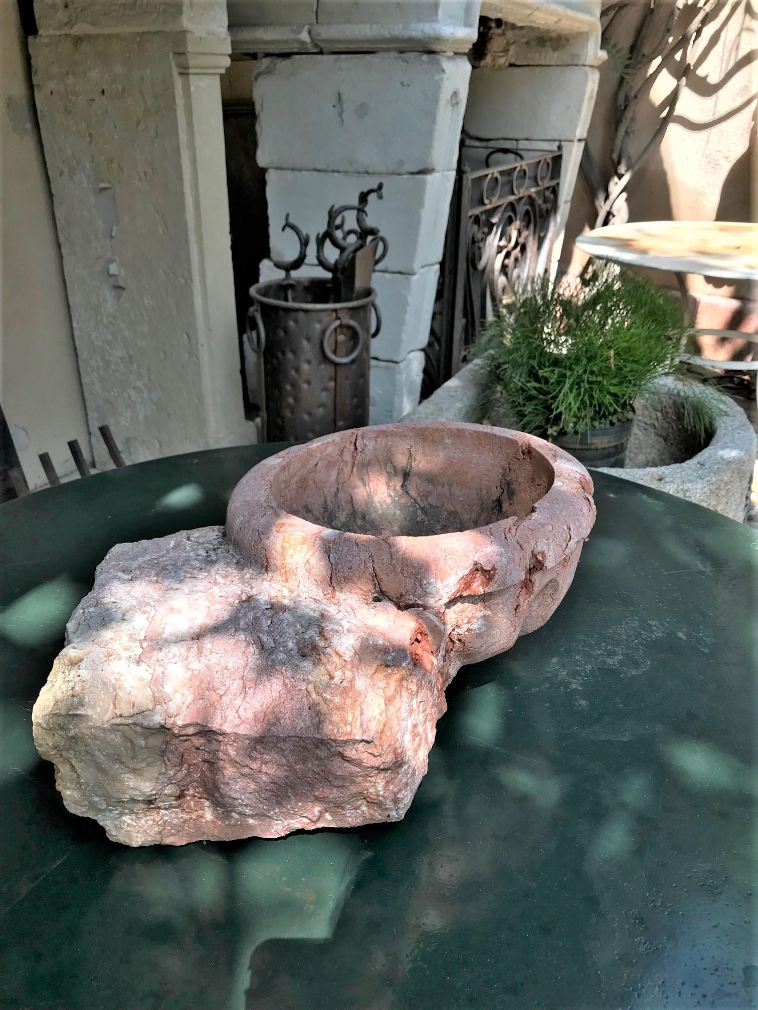 17th C. Hand Carved Stone Basin Jardinière Bowl Planter Vessel Sink Antiques LA For Sale 5