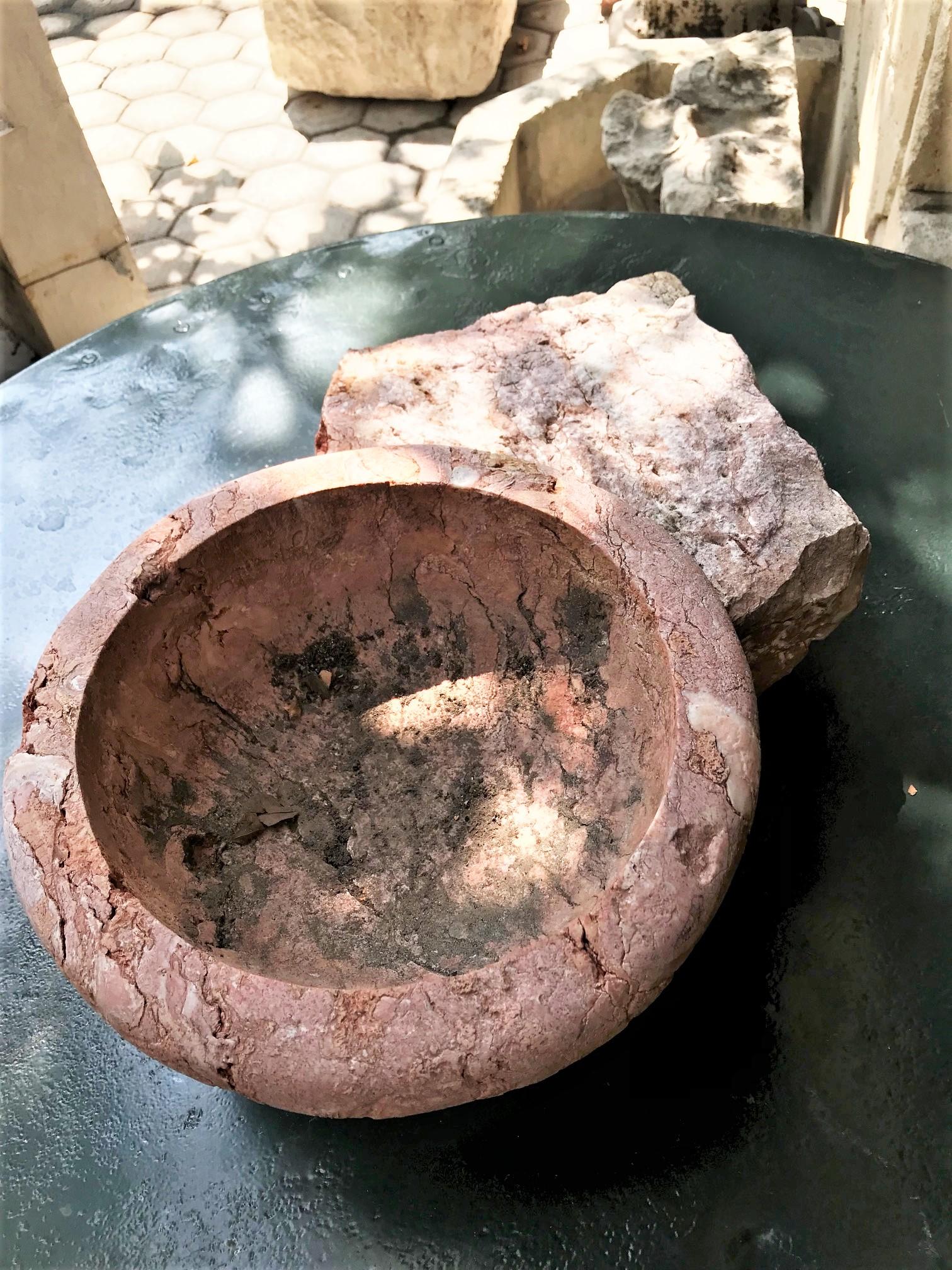 17th C. Hand Carved Stone Basin Jardinière Bowl Planter Vessel Sink Antiques LA For Sale 6