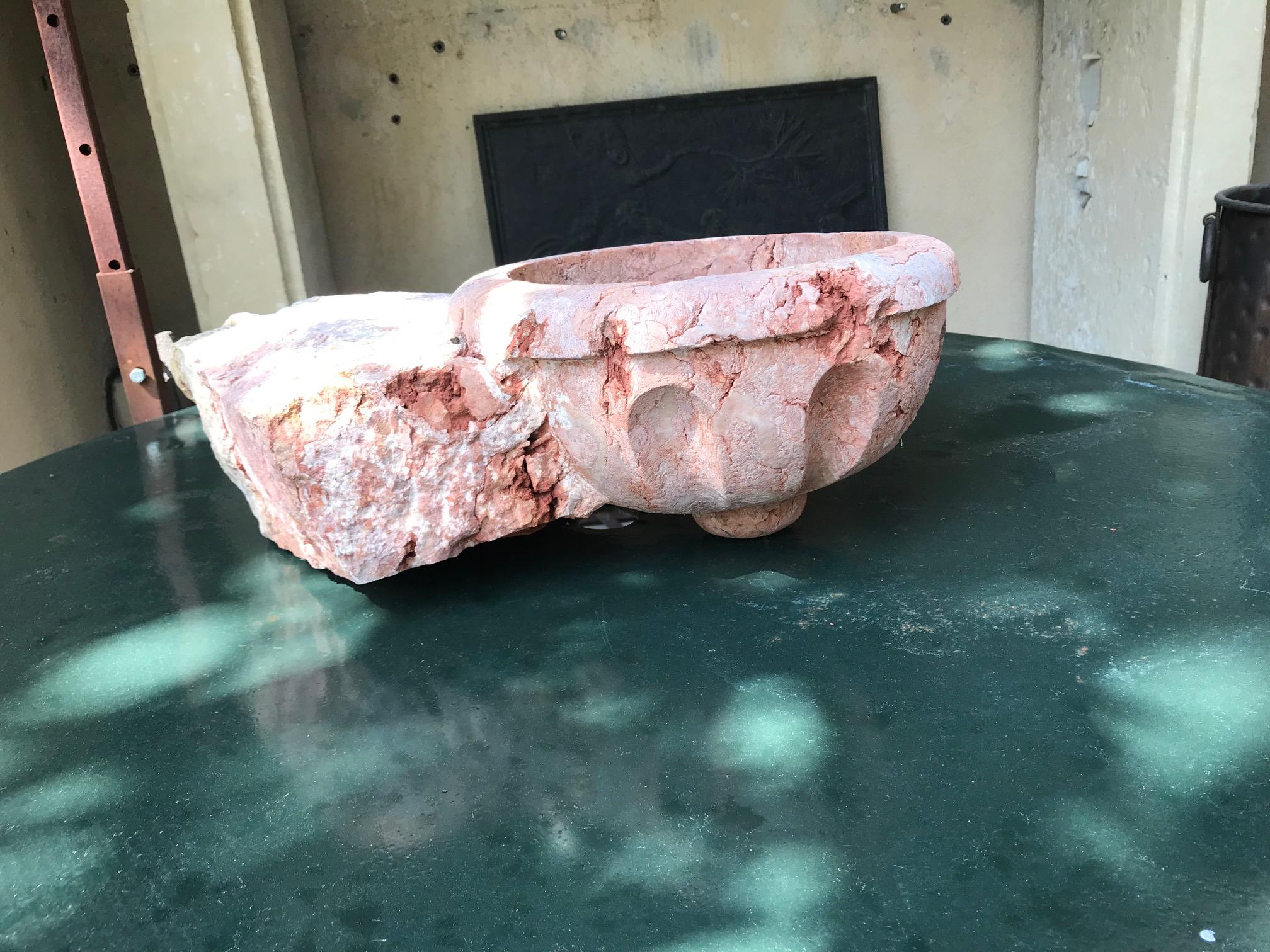 17th C. Hand Carved Stone Basin Jardinière Bowl Planter Vessel Sink Antiques LA For Sale 7