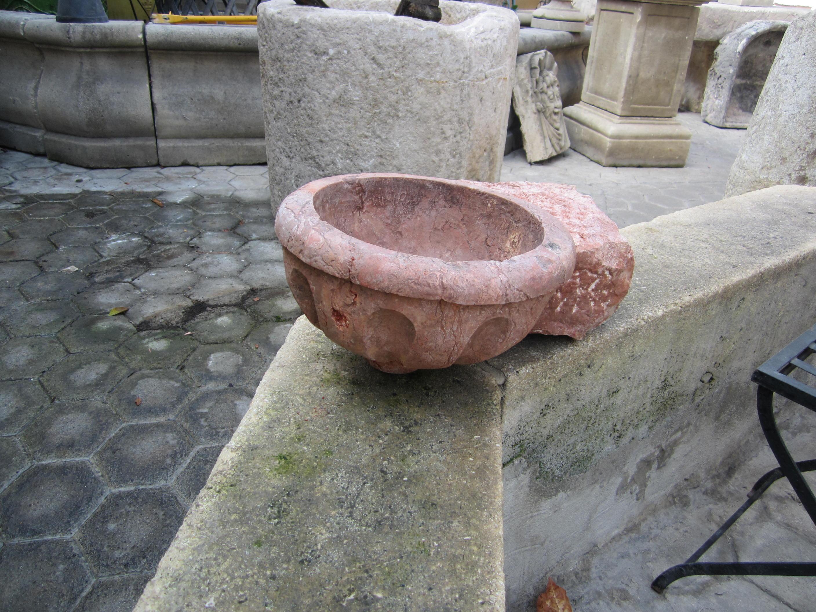 17th C. Hand Carved Stone Basin Jardinière Bowl Planter Vessel Sink Antiques LA For Sale 8