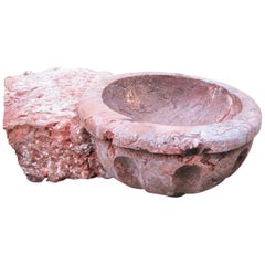 17th C. Hand Carved Stone Basin Jardinière Bowl Planter Vessel sink Antiques LA