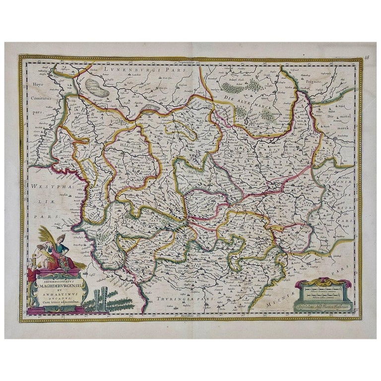 17th Century Hand-Colored Map of a Region in West Germany by Janssonius For Sale