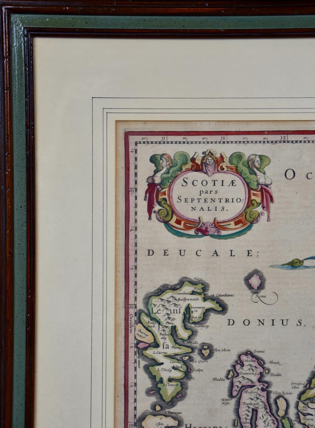 Papier Écosse du Nord : carte colorée à la main du XVIIe siècle par Mercator en vente