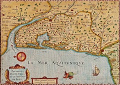 17th Century Hand-Colored Map of Bordeaux Region of France by Mercator/Hondius