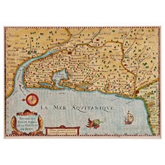17th Century Hand-Colored Map of Bordeaux Region of France by Mercator/Hondius