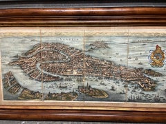 17th Century Hand Colored Prospect Map of Venice Engraving