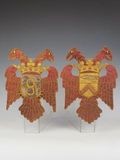 17th Century Heraldic Coat of Arms Double-headed Baroque Eagle Embriodered Appli
