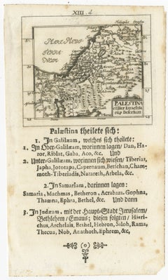 17th Century Holy Land Map “Palestina” with German Biblical Text, c.1650
