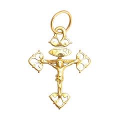 Antique 17th Century Iberian Gold Crucifix Pendant