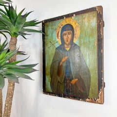 17th Century Icon on Board of Saint Matrona
