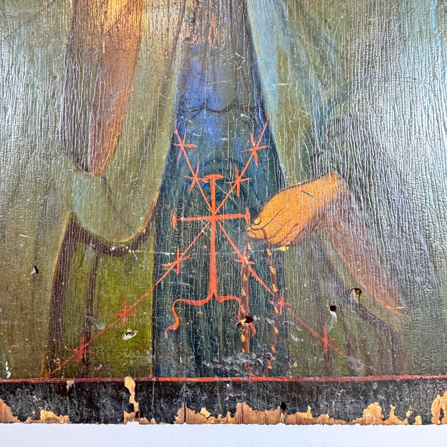 Ikon auf Karton von Saint Matrona aus dem 17. Jahrhundert (Handbemalt) im Angebot