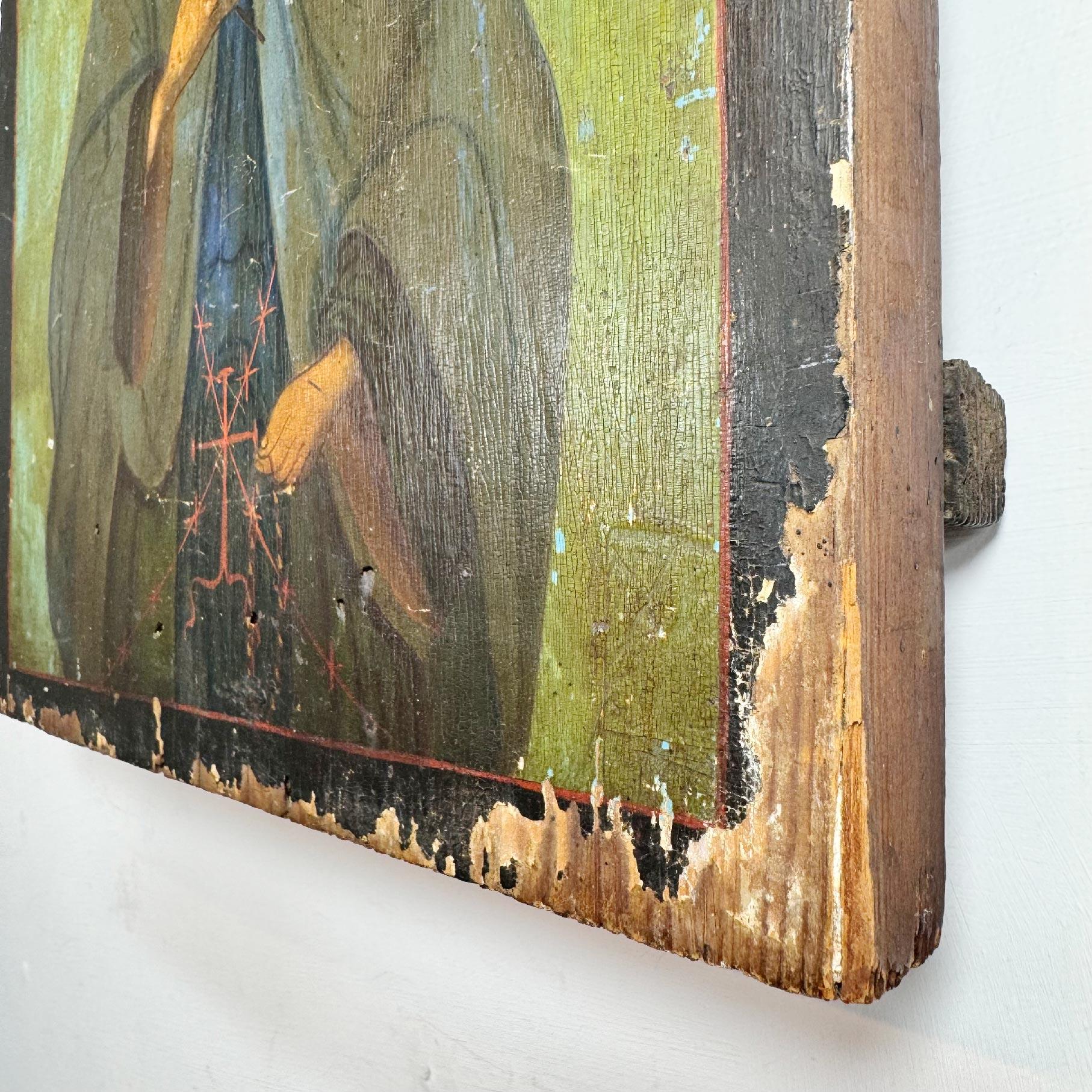 Ikon auf Karton von Saint Matrona aus dem 17. Jahrhundert im Angebot 1