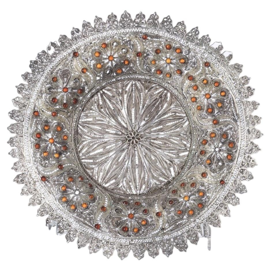 XVIIe siècle - Plat de service en argent indo-portugais - Musée - RARE en vente
