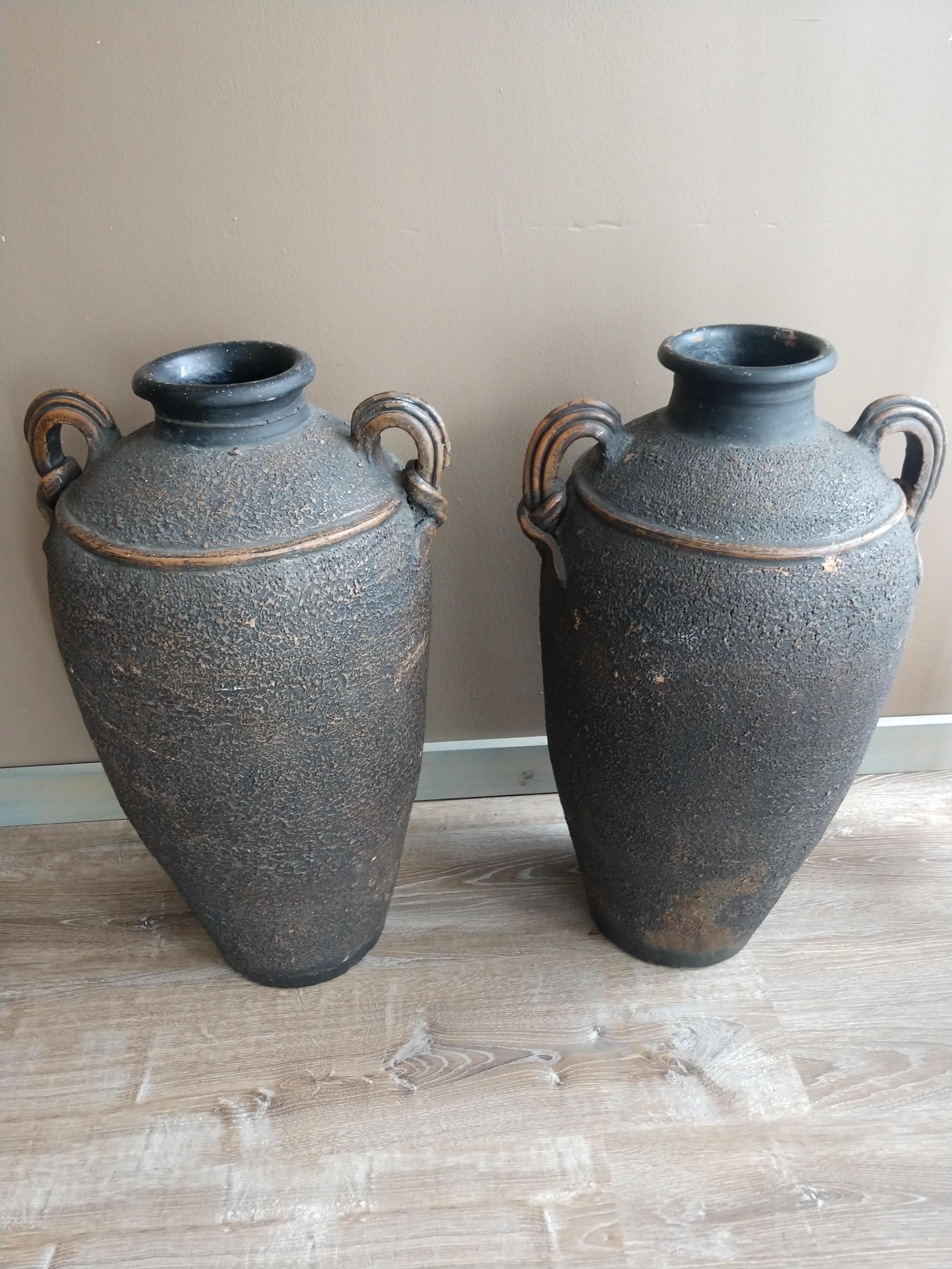 Fired 17th Century Indonesian Terracotta Pottery Urns 