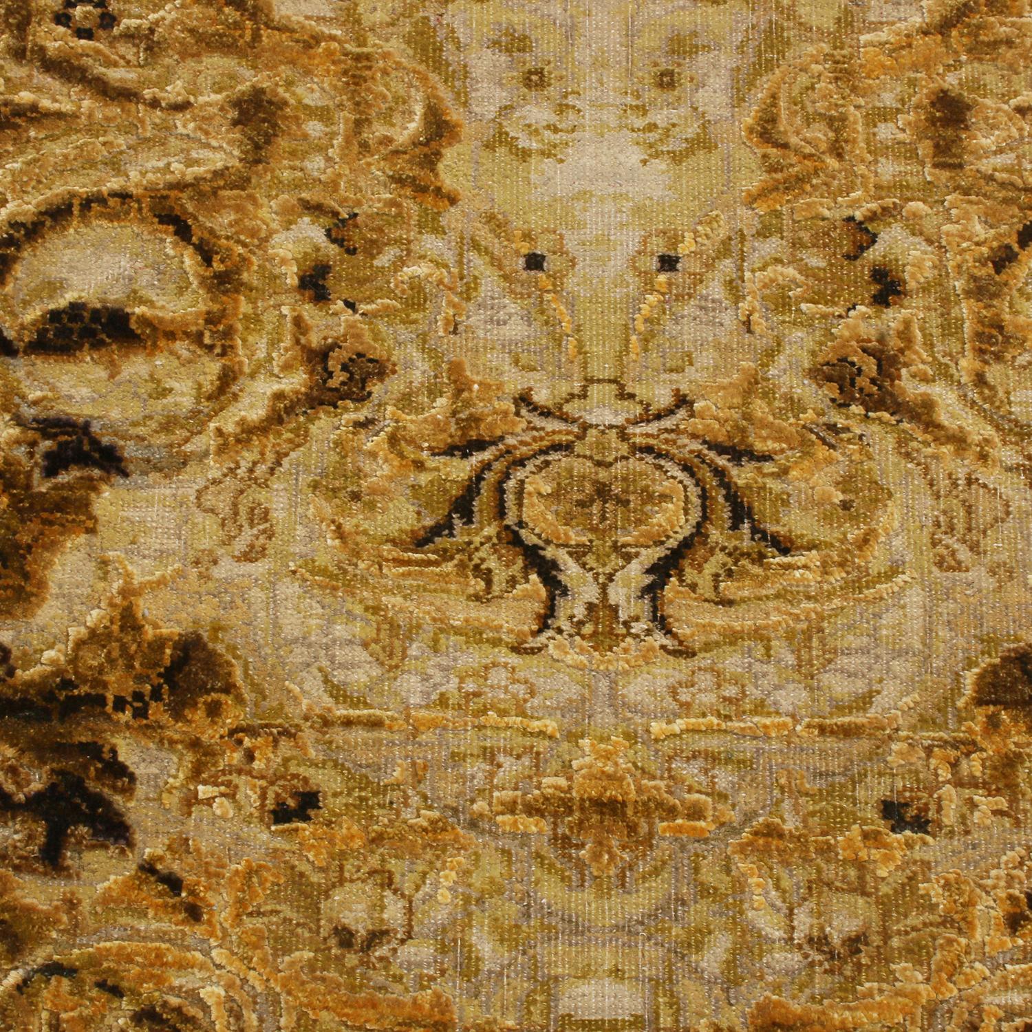 Hand-Knotted Rug & Kilim's 17th Century, Inspired Black and Gold Wool and Silk Rug For Sale