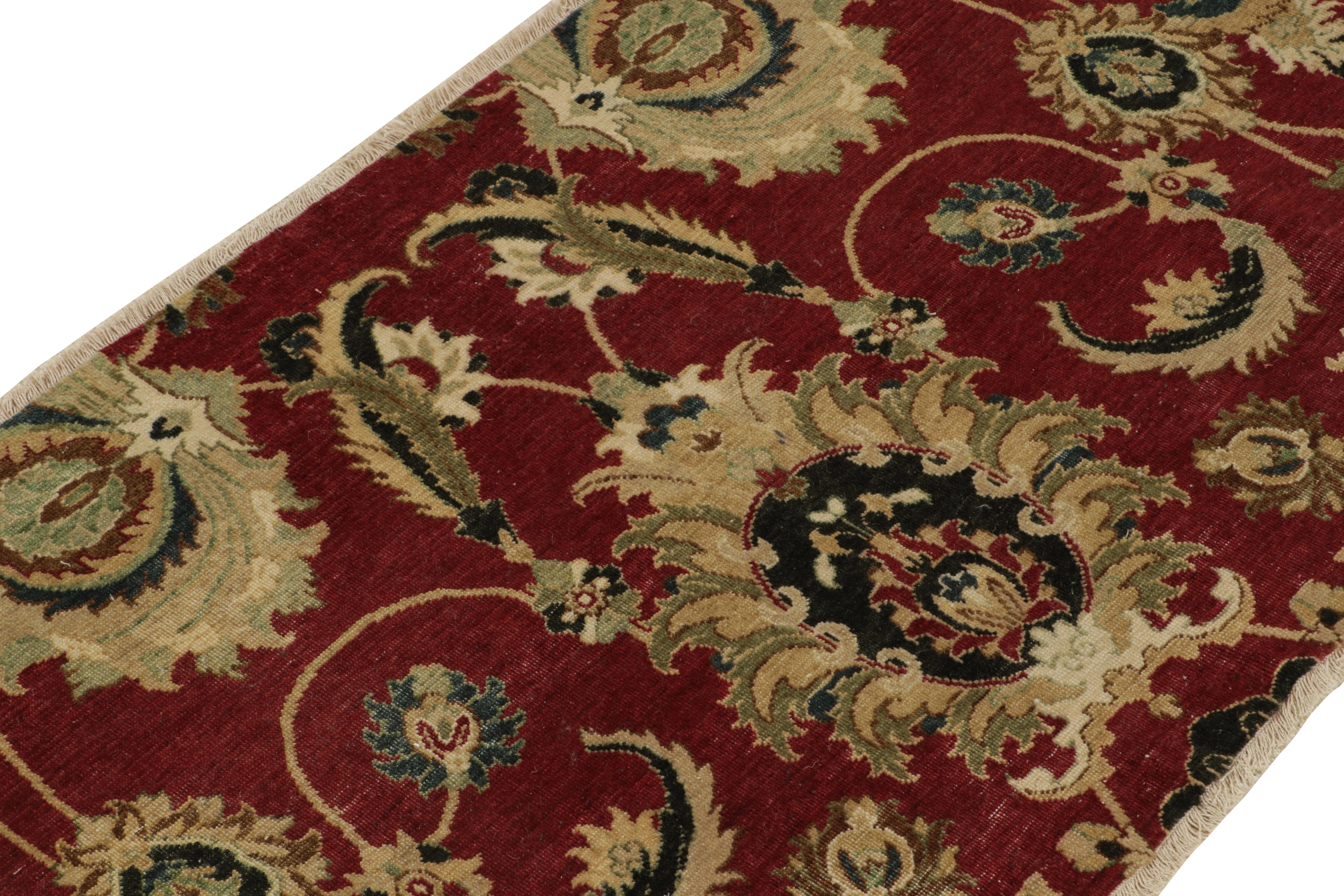Hand-Knotted Rug & Kilim's 17th-Century Inspired Rug in Burgundy, Gold & Green Florals For Sale