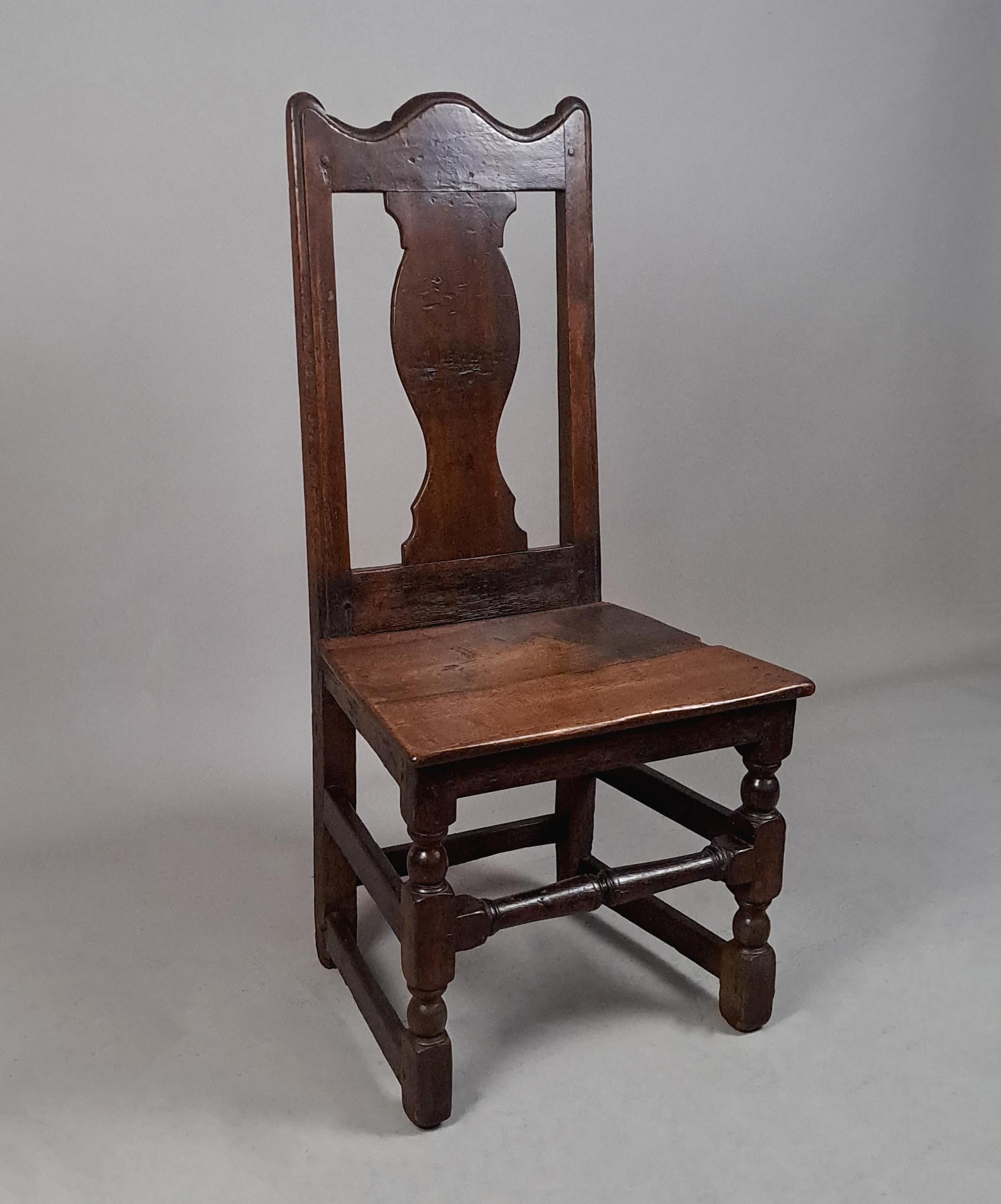 18th Century and Earlier 17th Century Irish Oak Slat Back Chair c. 1690 For Sale