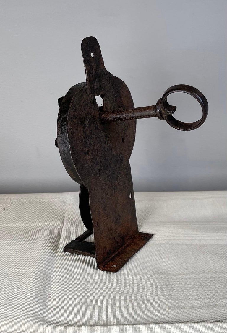 French 17th Century Iron Lock & Key  For Sale