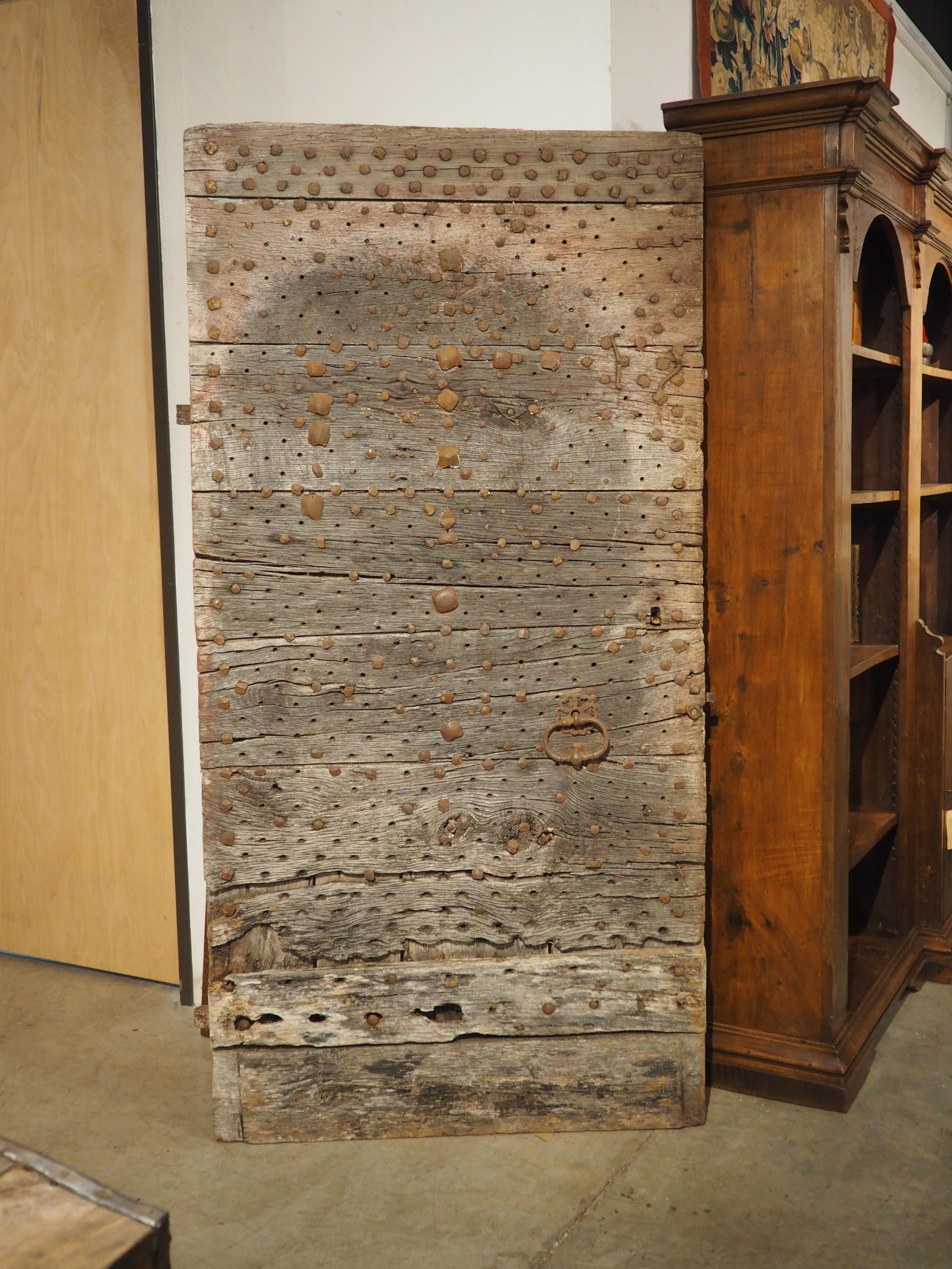 17th Century Iron Studded Oak Door from France For Sale 6