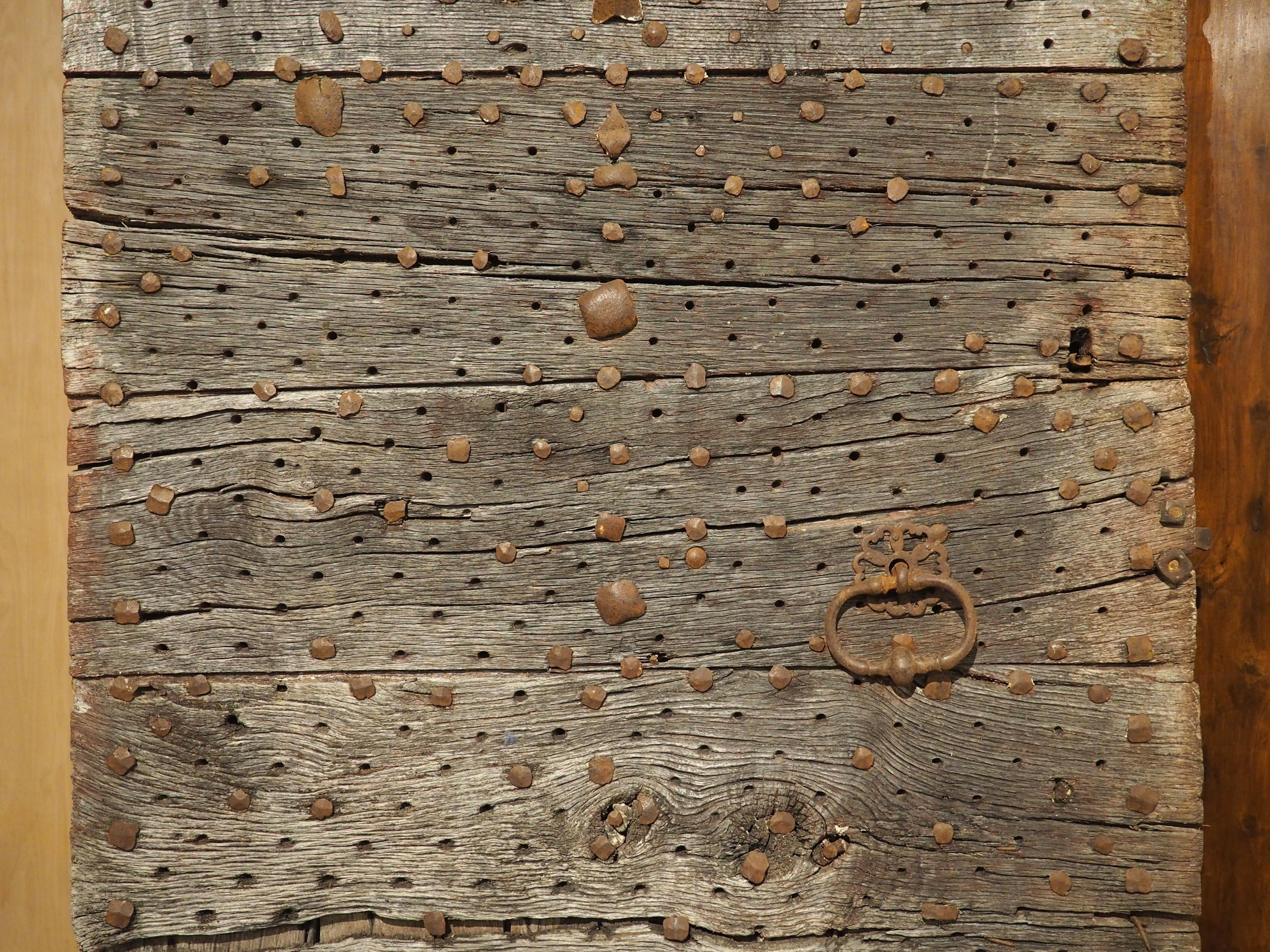 17th Century Iron Studded Oak Door from France For Sale 8