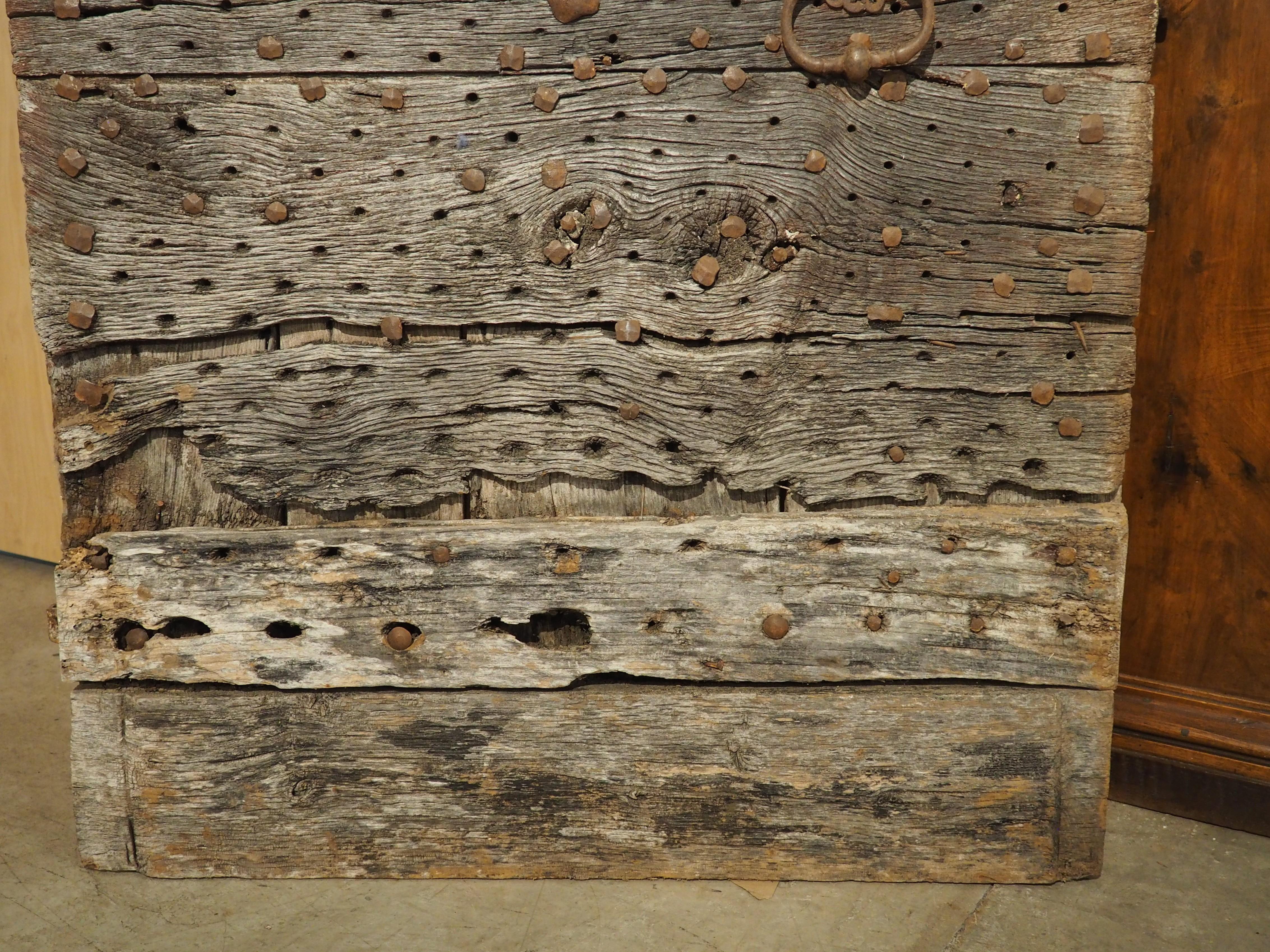 17th Century Iron Studded Oak Door from France For Sale 9