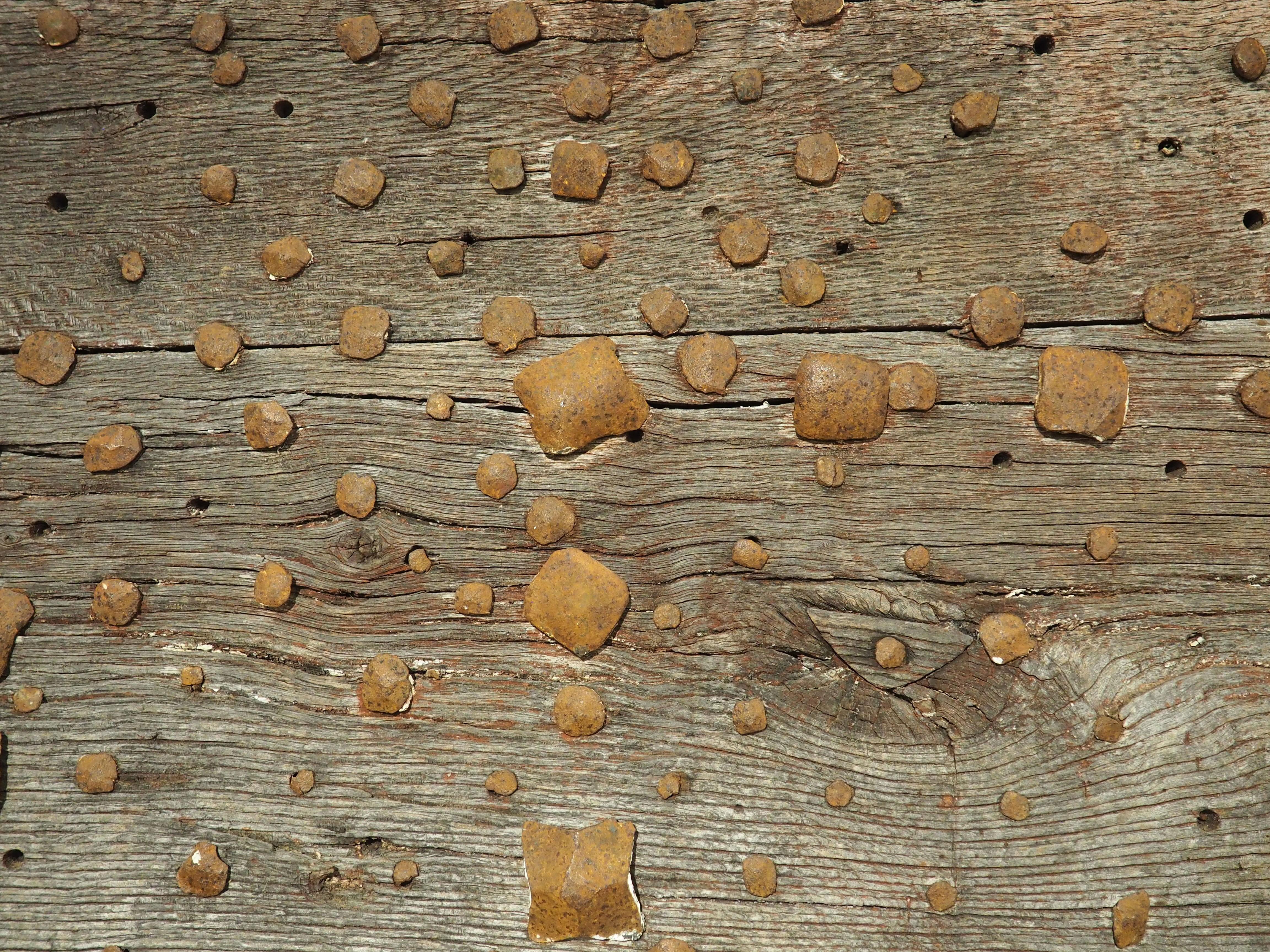 17th Century Iron Studded Oak Door from France For Sale 10