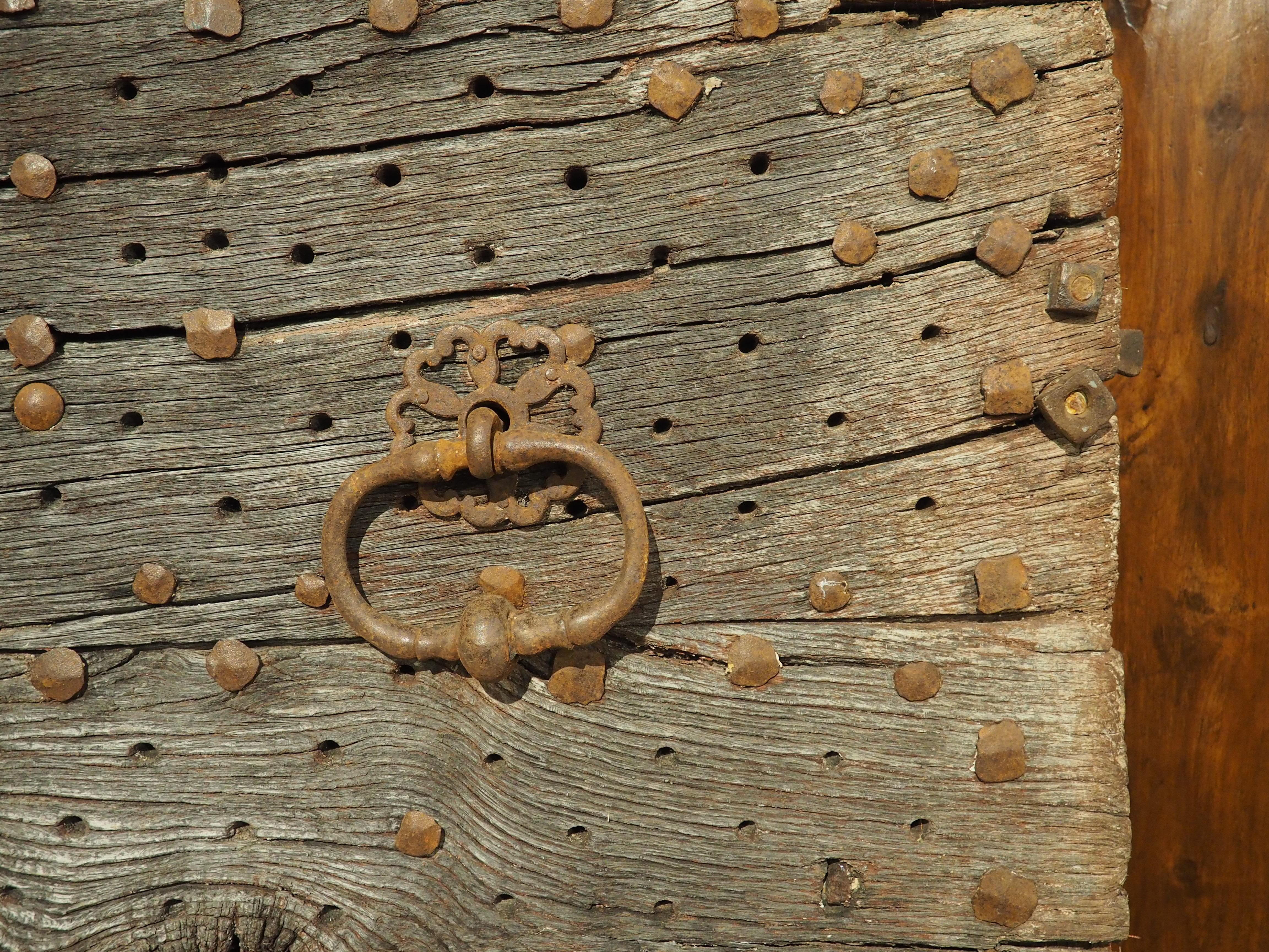 17th Century Iron Studded Oak Door from France For Sale 11