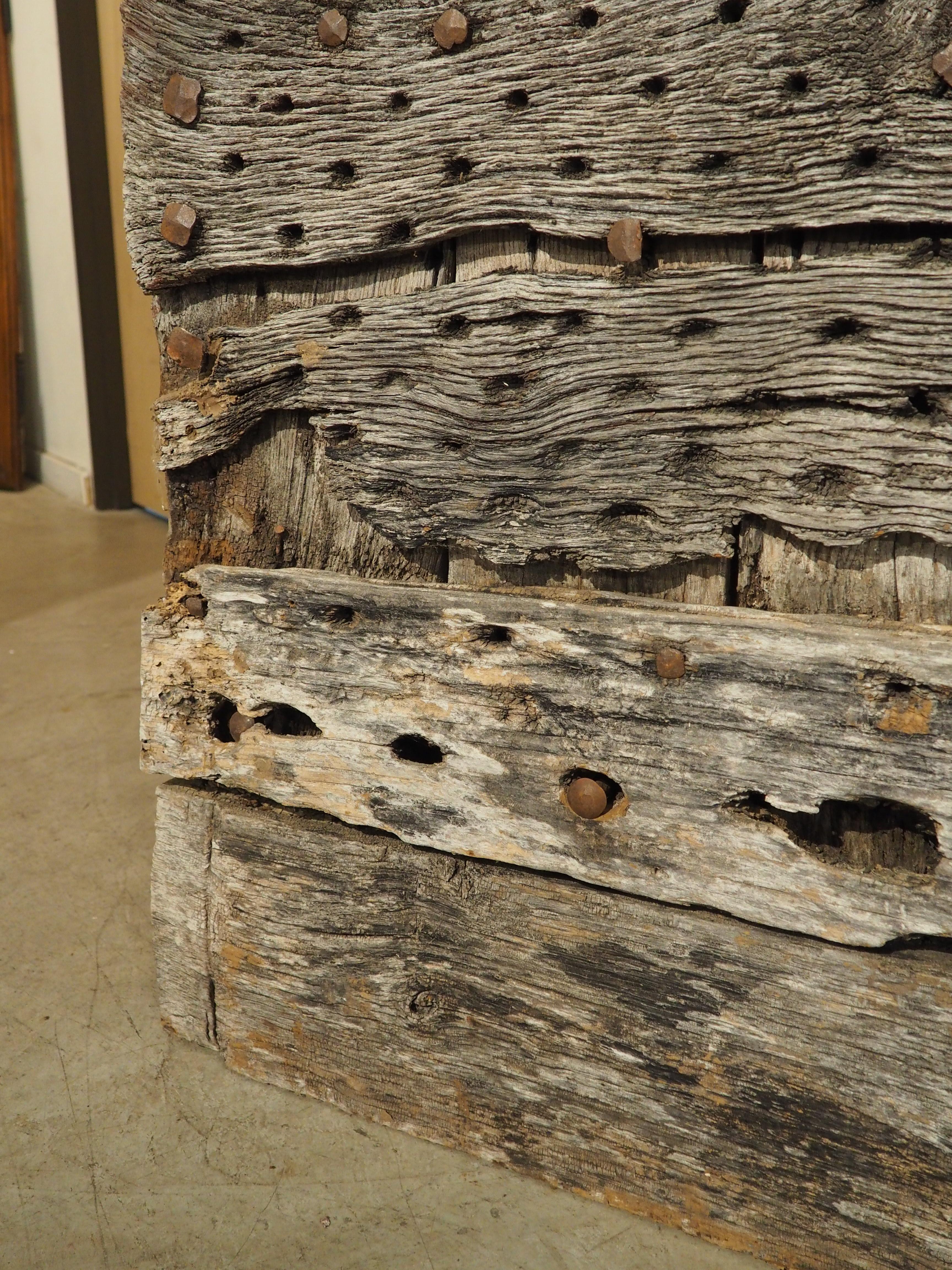 17th Century Iron Studded Oak Door from France For Sale 12